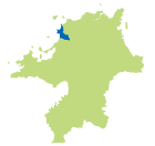 福津市の地図上の位置