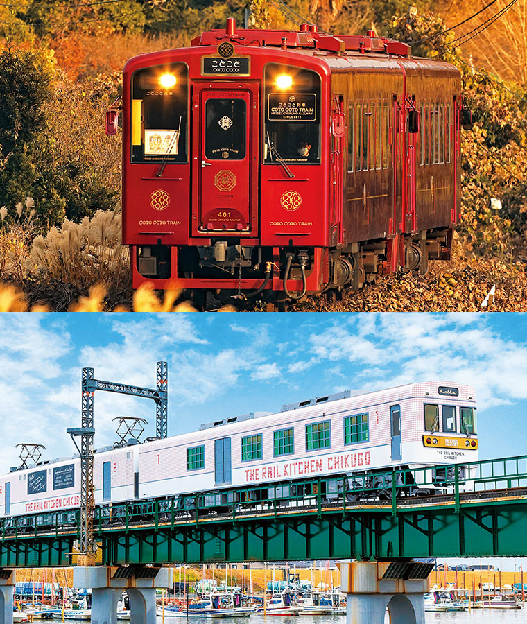 紅葉の中を走ることこと列車の写真