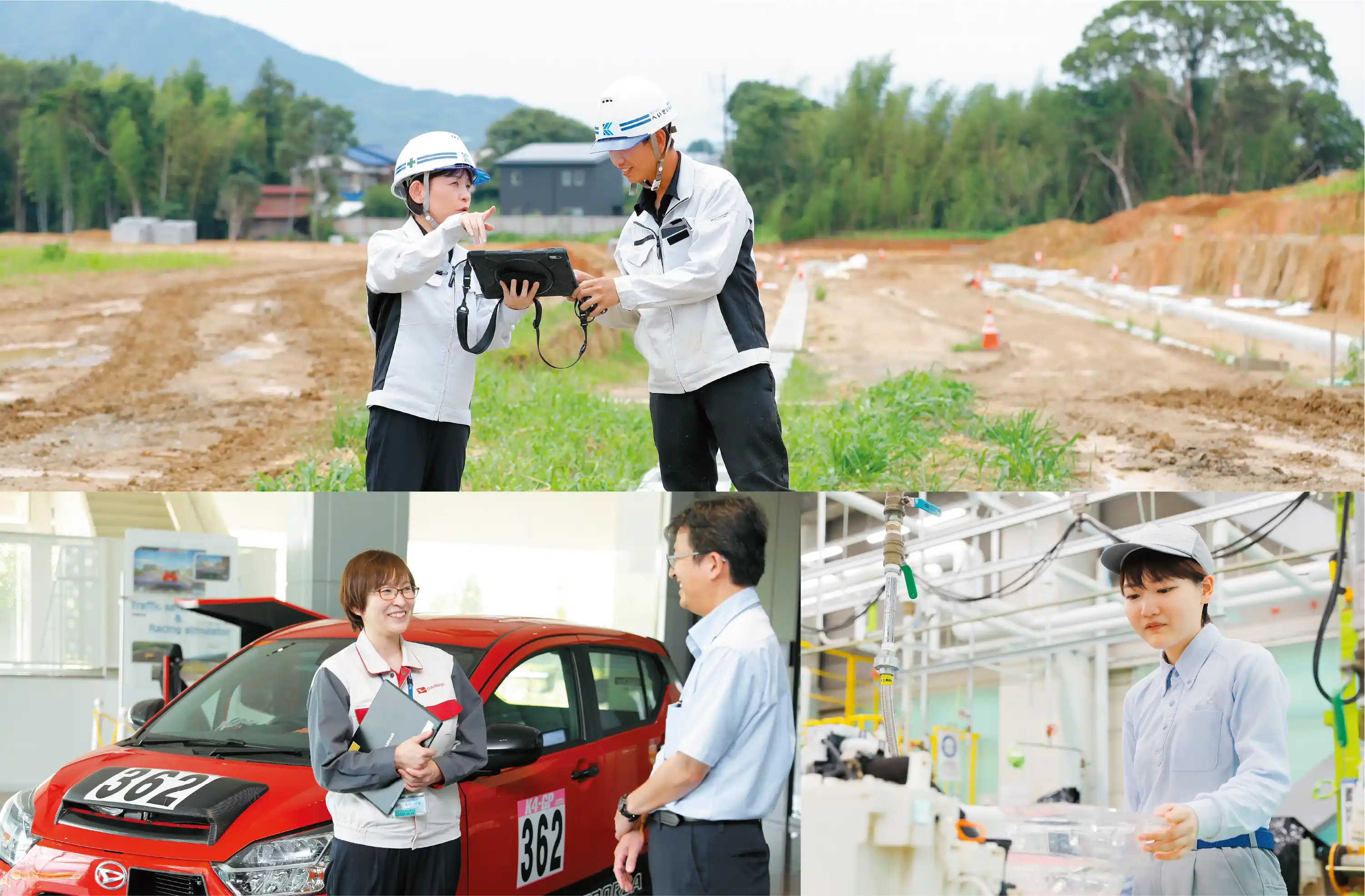 テクノロジー分野や建設分野で活躍する女性たちの写真