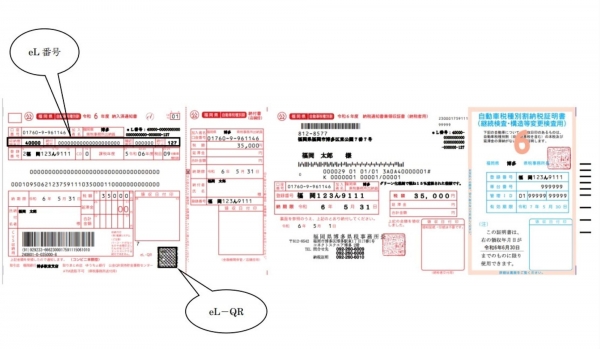 QR付の自動車税種別割納税通知書見本