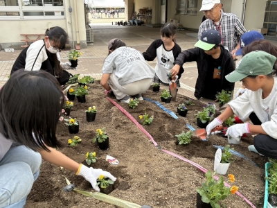 三苫小学校　花植作業