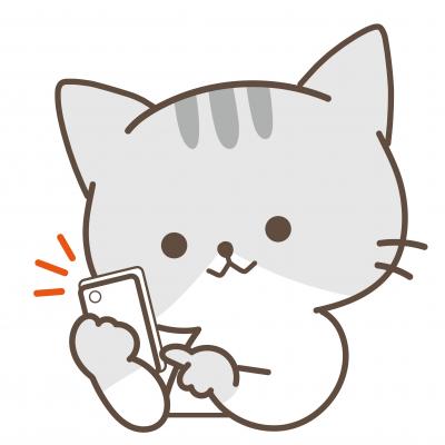 スマホ操作の猫