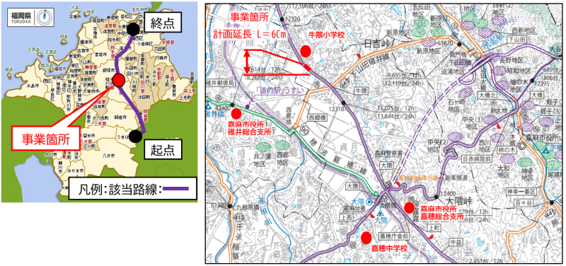 牛隈工区の位置図です