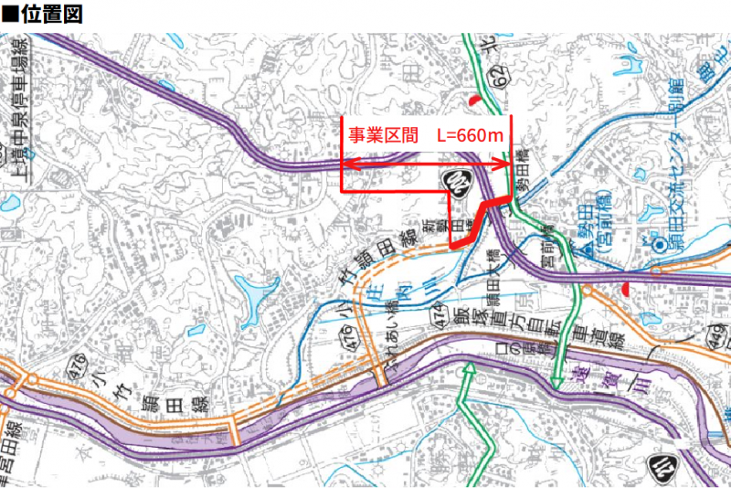 勢田工区の位置図です