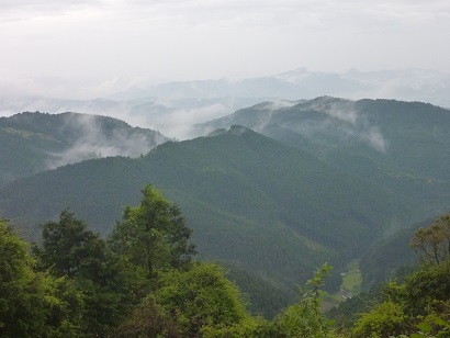 発心山付近より望む上陽、黒木の山並み