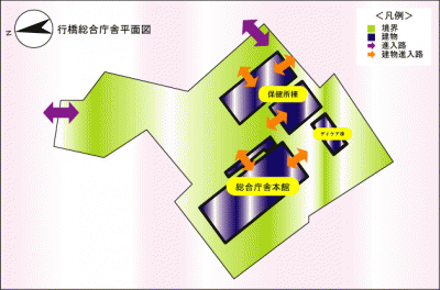 行橋総合庁舎の敷地案内図