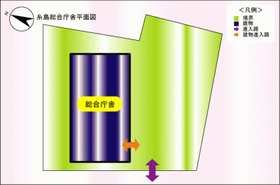 糸島総合庁舎の敷地案内図