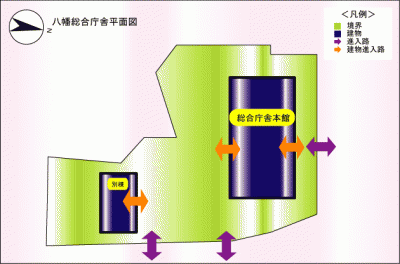 八幡総合庁舎の敷地案内図